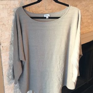 Avenue Dolman Textured Pullover Sweater Light Grey